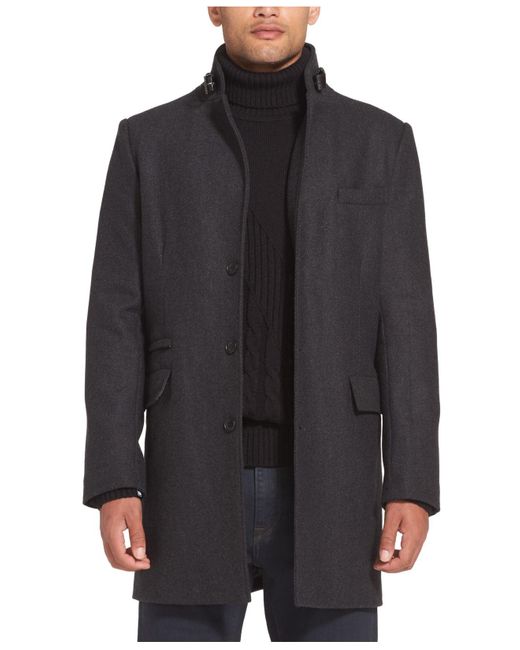 Sean John Wool Coat With Bib in Grey (Gray) for Men - Lyst