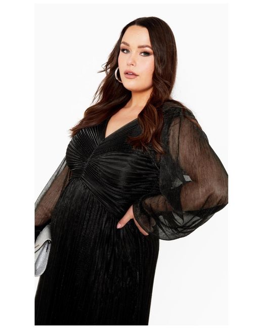 Avenue Black Plus Size Pleated Plisse Dress