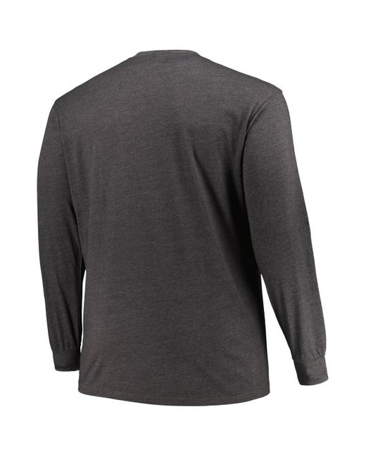 Profile Gray Distressed Cincinnati Bengals Big And Tall Throwback Long Sleeve T-shirt for men