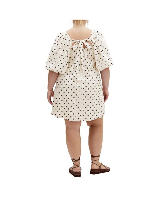 City Chic White Plus Size 100% Linen Chrissy Print Dress