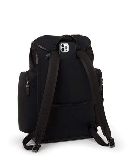 Tumi Black Harrison Griffen Flap Backpack for men