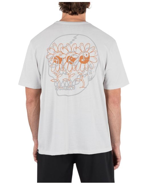 Hurley White Skulls And Flowers Short Sleeve T-shirt for men