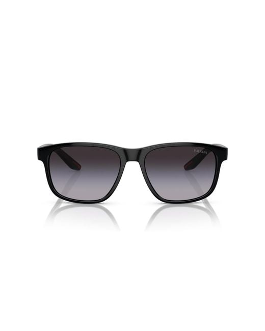 Prada Black Linea Rossa Rectangle Sunglasses for men