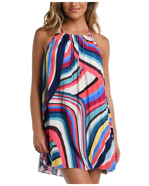 La Blanca Slice Pleated Trapeze Beach Dress Cover-up in Blue | Lyst