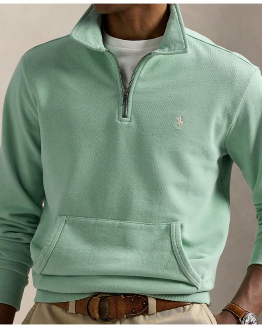 Polo Ralph Lauren Green Loopback Fleece Quarter-zip Sweatshirt for men