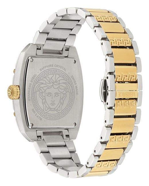 Versace Metallic Swiss Two-tone Stainless Steel Bracelet Watch 45x36mm