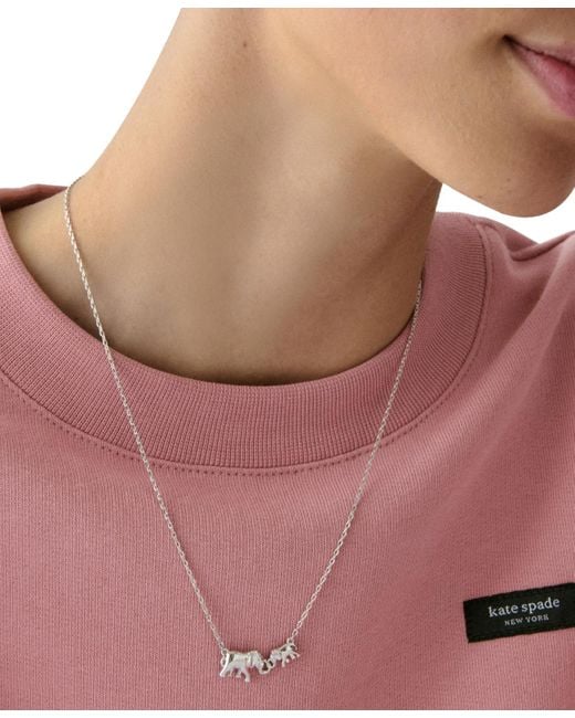 Kate Spade White Cubic Zirconia Dear Mom Pendant Necklace