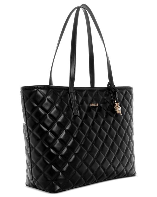 Guess Black Tinsley Extra Large Quilted Tote Bag