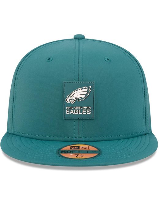 KTZ Green Midnight Philadelphia Eagles 2025 Sideline 59fifty Fitted Hat for men
