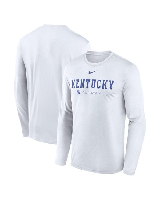 Nike Blue Kentucky Wildcats 2025 Courtside Basketball Shootaround Legend Dri-fit Long Sleeve T-shirt for men