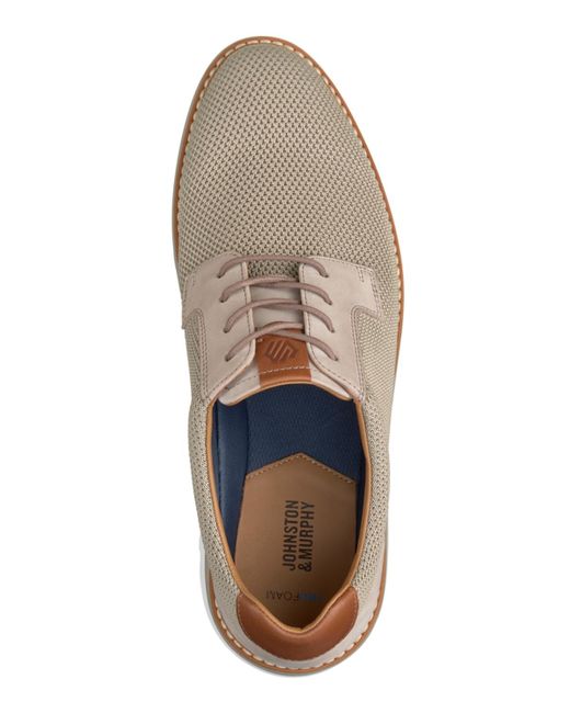 Johnston & Murphy White Braydon Knit Plain Toe Casual Lace Up Sneakers for men