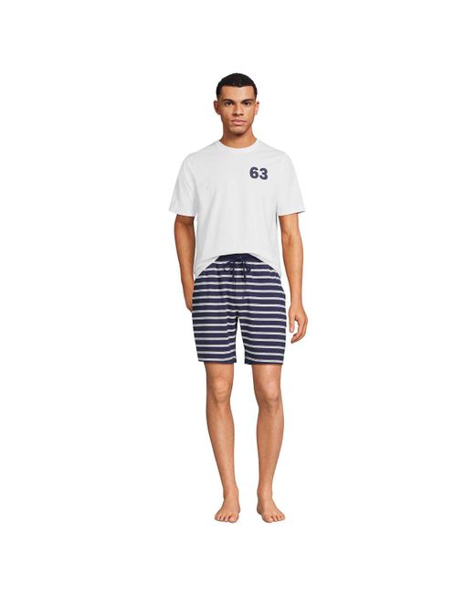 Lands' End Knit Jersey Pajama Shorts Sleep Set in Blue for Men Lyst