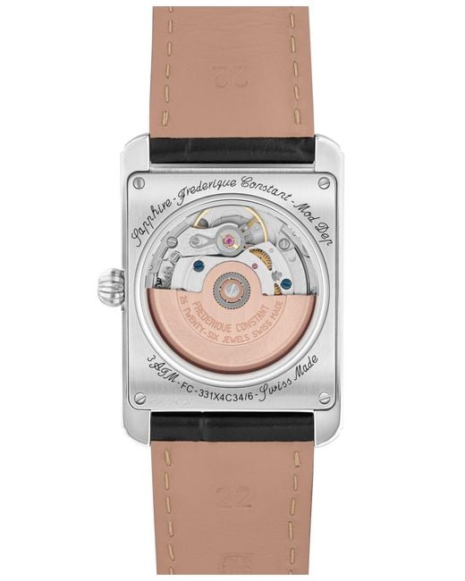 Frederique Constant Black Carree Automatic Strap Watch for men