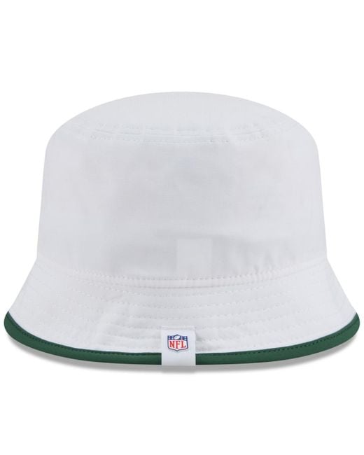 KTZ White Green Bay Packers 2025 Nfl Training Camp Stretch Bucket Hat for men