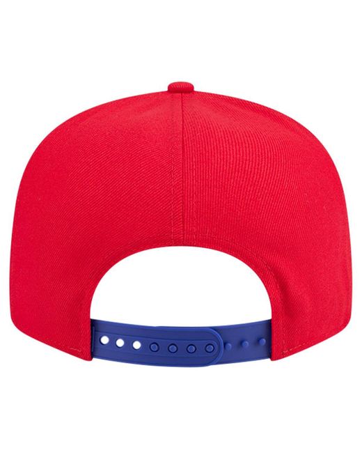 KTZ Red White/blue Detroit Pistons Throwback Gradient Tech Font 9fifty Snapback Hat for men