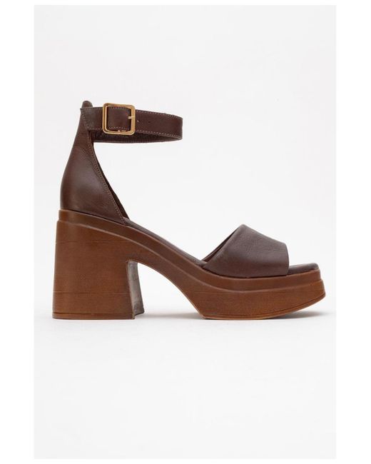 Forever & Always Shoes Brown Margot Leather Platform Sandal ()