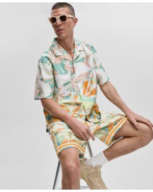 Mode Of One Green Slick Play Camp Shirt 7 Mesh Shorts Exclusively At Macys for men