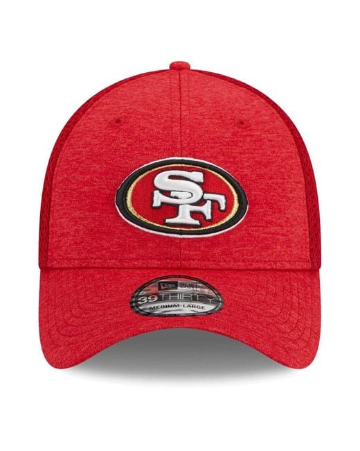 Men's San Francisco 49ers New Era Scarlet 39THIRTY Flex Hat in 2023