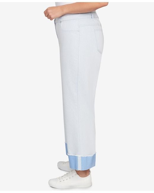 Ruby Rd White Plus Size Cuffed Pull-on Faux Fly Pants