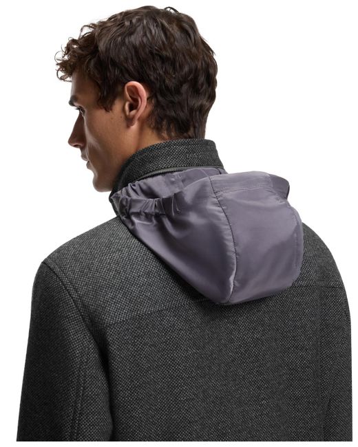 Boss Gray Boss By Relaxed-fit Wool-blend Coat for men