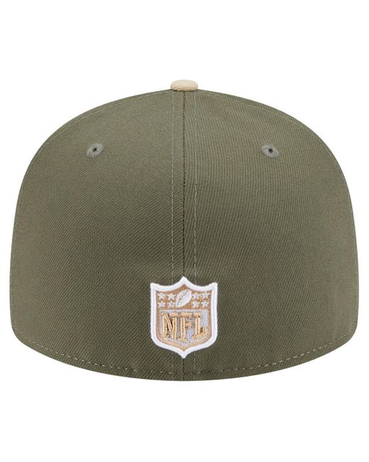 KTZ Natural Â Light Beige/olive Philadelphia Eagles Two-tone Color Pack Split Panel 59fifty Fitted Hat for men