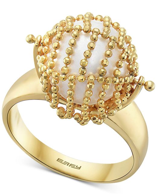 Effy Metallic Effy® Cultured Freshwater Pearl (11-1/2mm) Statement Ring In 18k Gold-plated Sterling Silver