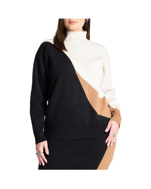 Eloquii Black Plus Size Intarsia Sweater