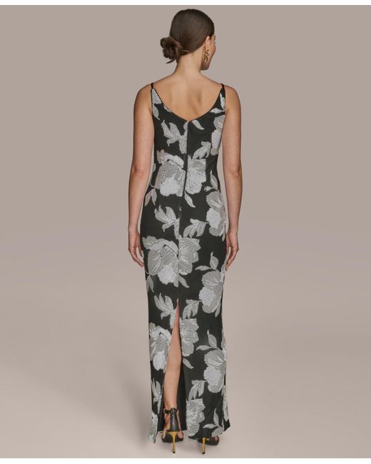 Donna Karan Multicolor Sequined Sleeveless Gown