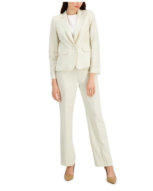 Le Suit Synthetic One-button Straight-leg Pantsuit, Regular And Petite ...