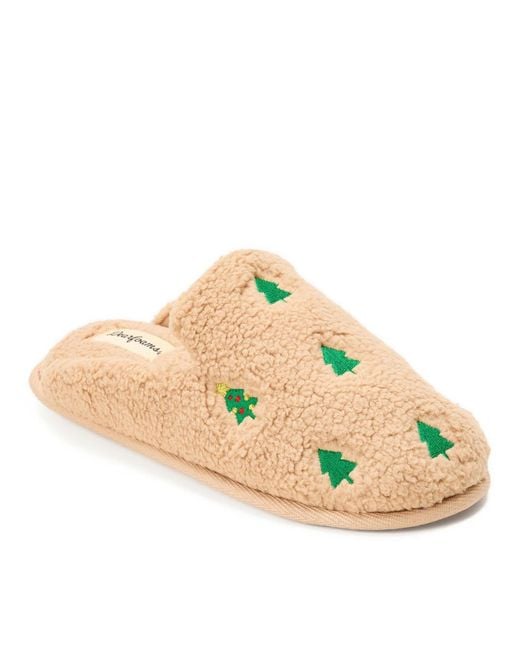 Dearfoams Multicolor Christmas Tree Teddy Scuff Slipper