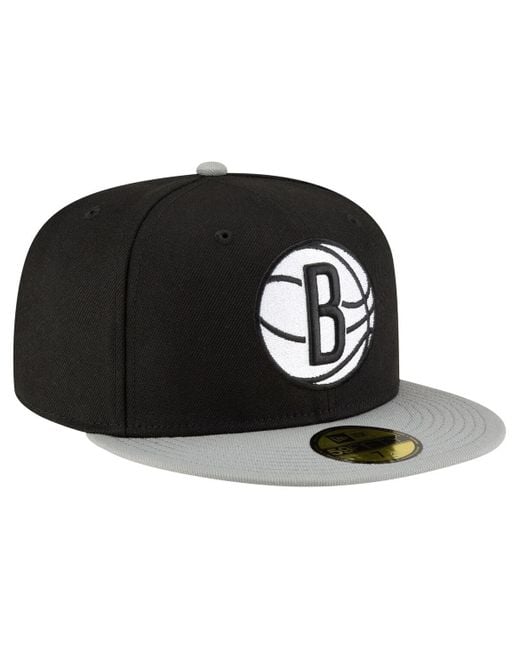 KTZ Black/white Brooklyn Nets 2-tone 59fifty Fitted Hat for men