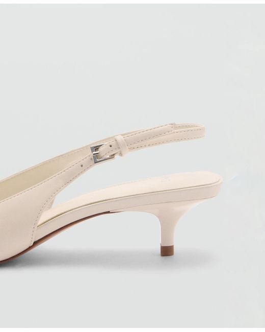 Mango White Crystal Sling Back Shoes