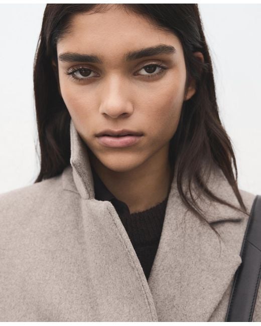 Mango Natural Double-breasted Wool Coat