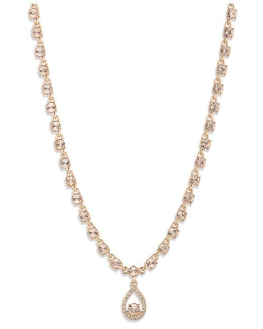 Givenchy Metallic Glass Stone -tone Pear Pendant Necklace