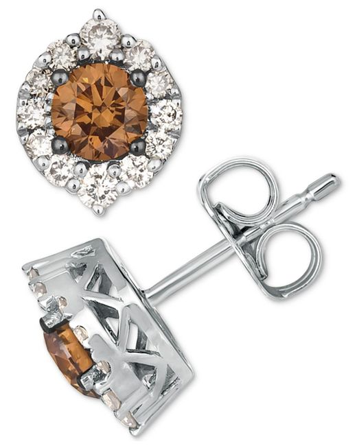 Le Vian White Chocolate Diamond & Nude Diamond Halo Stud Earrings (3/4 Ct. T.w.