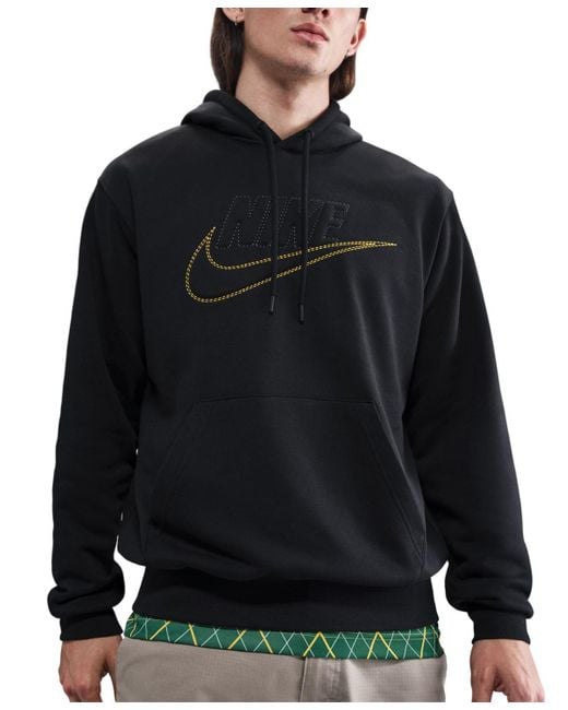 Nike Black Club Fleece Athletic-fit Logo Hoodie for men
