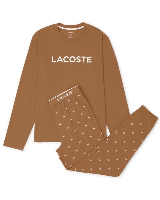 Lacoste Brown 2-piece Jersey Top And Pajama Set for men