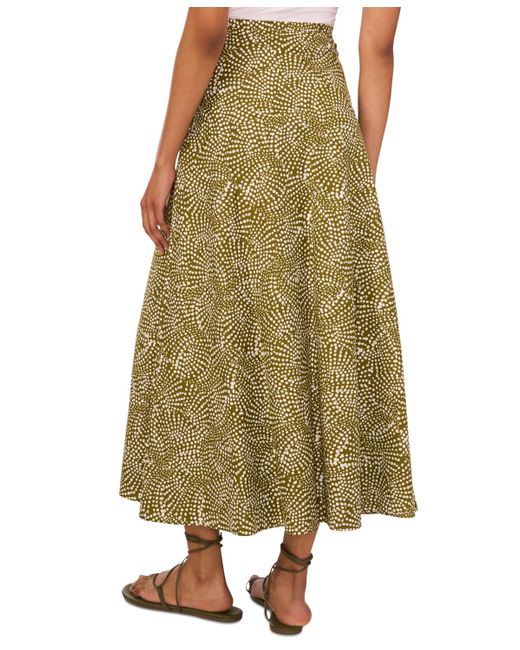 1.STATE Green Cotton Printed Maxi Skirt