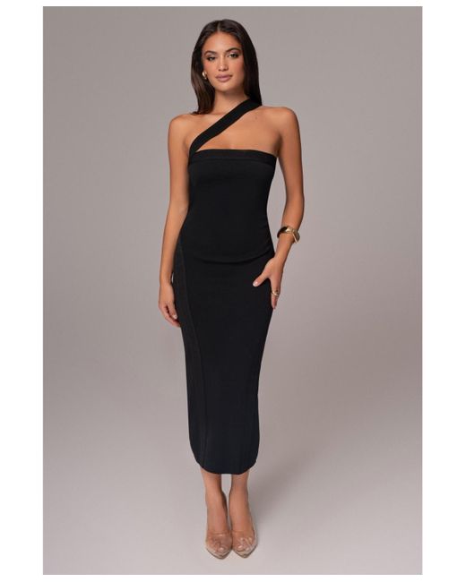 JLUXLABEL Black Ivone Asymmetrical Midi Dress
