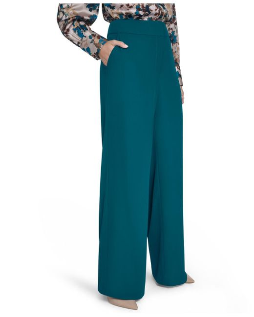 Calvin Klein Blue High-rise Wide-leg Pants