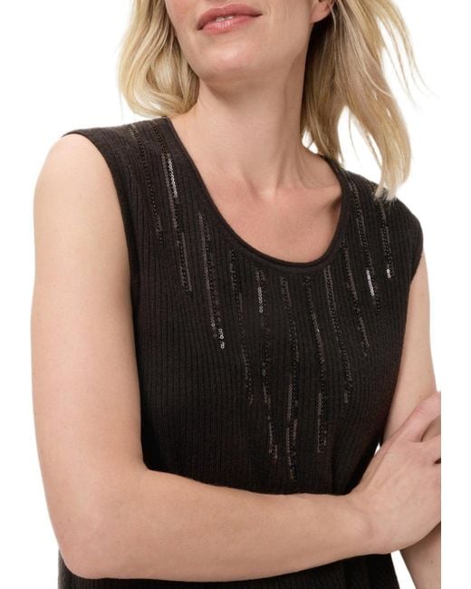 Olsen Black Rib Knit Shell