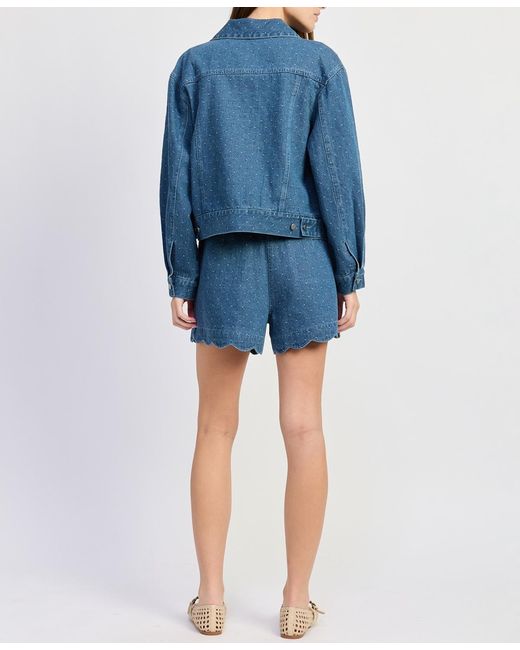 En Saison Blue Heidi Collared Denim Jacket