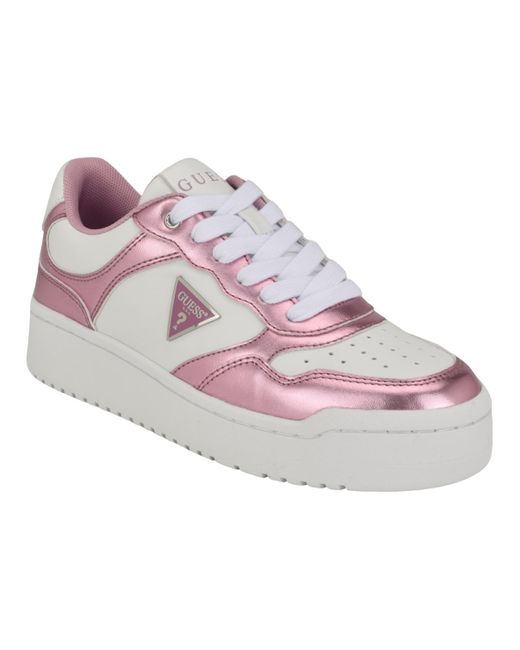 Guess Pink Miram Casual Lace Up Sneakers