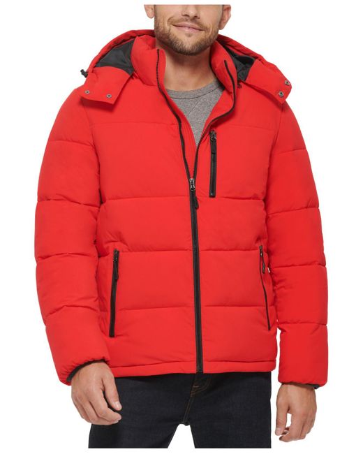 Club Room Synthetic Stretch Hooded Puffer Jacket, Created For Macy's in ...