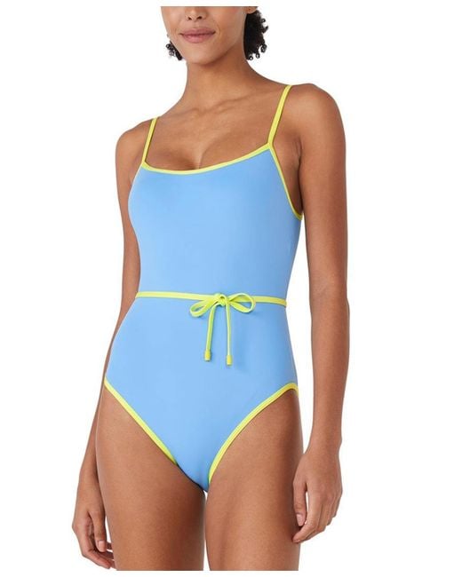 Kate Spade Blue Belted One-piece Swimsuit