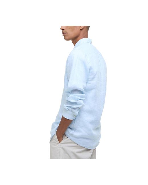 Barbour Blue Linton Linen Tailored Shirt for men