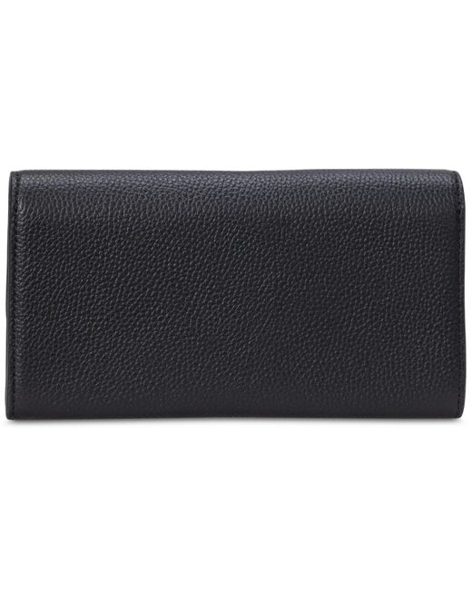 Ralph Lauren Black Pebbled Leather Cameryn Flap Wallet