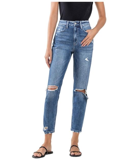 Flying Monkey Blue Super High Rise Distressed Mom Jeans