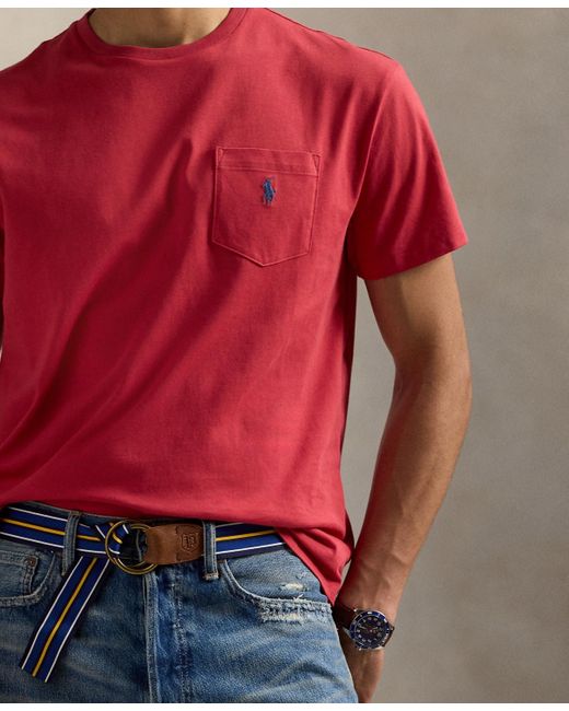 Polo Ralph Lauren Red Classic Fit Crew Neck Pocket T-shirt for men