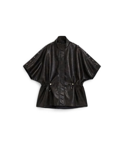 Desigual Black Poncho Leather Effect